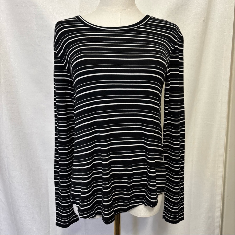 American Eagle Outfitters Black and White Striped Long Sleeve Tee